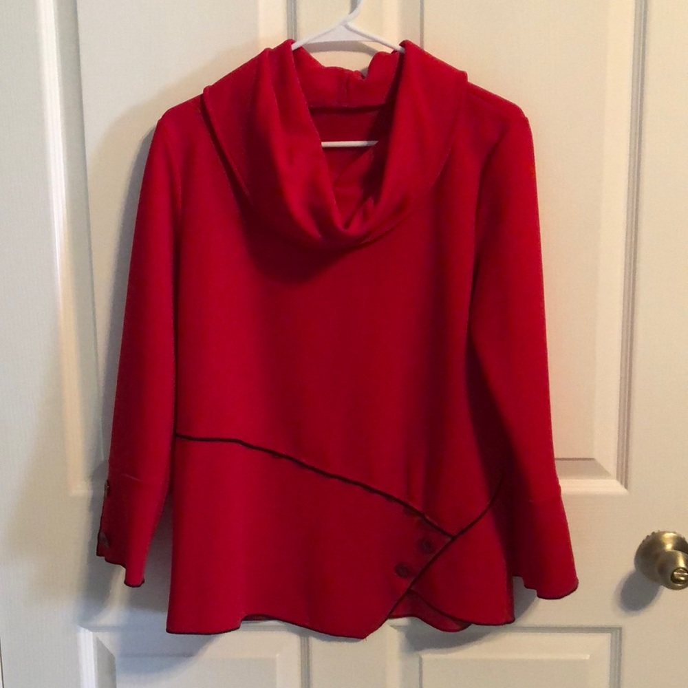 Long sleeved vibrant red top; size medium
